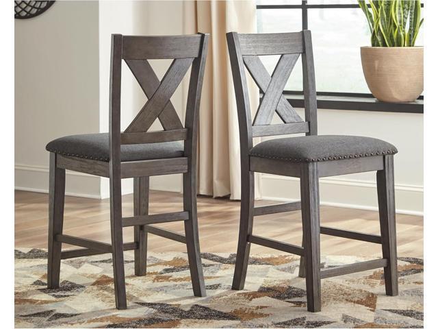 Signature Design by Ashley Caitbrook Rustic 24.63' Counter Height Upholstered Barstool, Set of 2, Gray