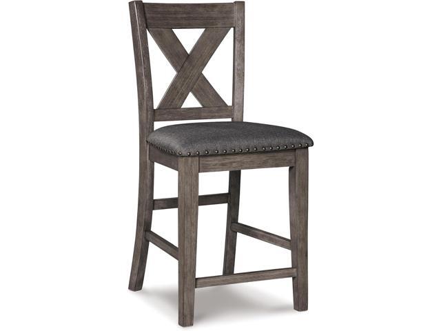 Signature Design by Ashley Caitbrook Rustic 24.63' Counter Height Upholstered Barstool, Set of 2, Gray