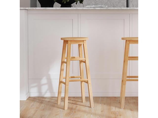 Linon Natural Barstool with Round Seat, 24-Inch