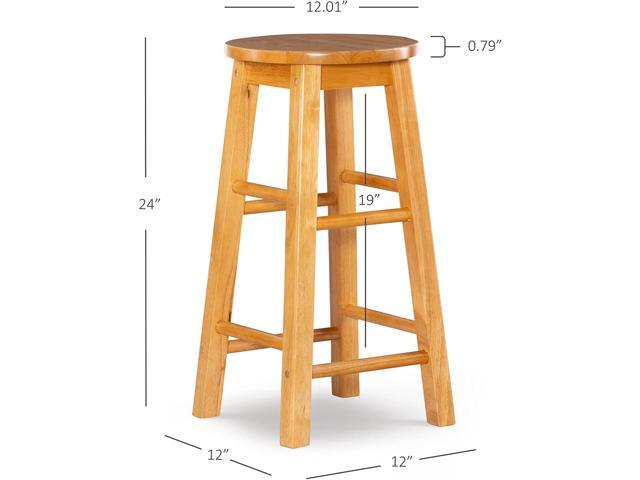 Linon Natural Barstool with Round Seat, 24-Inch