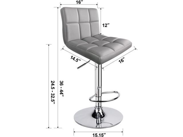 Leopard Bar Stools, Modern PU Leather Adjustable Swivel Bar Stool with Back, Set of 2 (Light Grey)