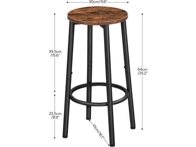 HOOBRO Bar Stools, Set of 2 Bar Chairs, Kitchen Round Height Stools with Footrest, Breakfast Bar Stools, Sturdy Steel Frame, for Dining Room,...