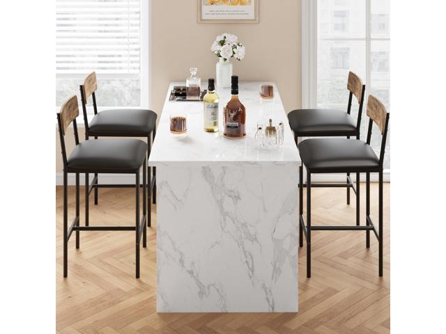 IDEALHOUSE Bar Stools Set of 4, Kitchen Bar Stools with Footrest, 25.5 Inches Upholstered Bar Chairs with Back, 4 Counter Height Barstools for...