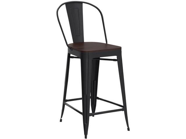 Aklaus Metal Bar Stools Set of 4,30 inch Barstools Bar Height Bar Stool with Backs Farmhouse Bar Stools with Larger Seat High Back Kitchen Dining...