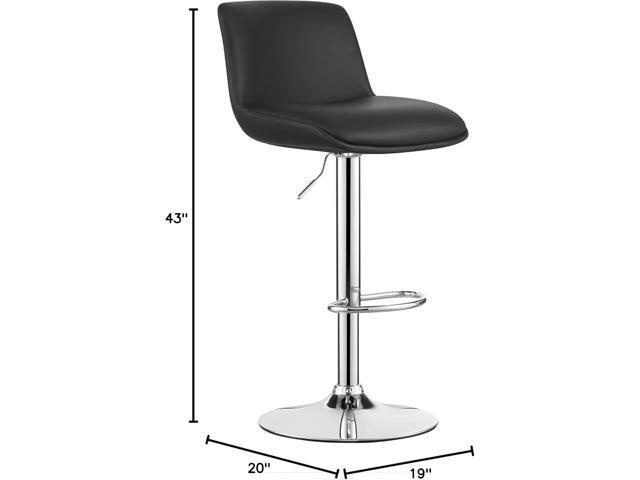 MINCETA Bar Stools,Modern Upholstered Swivel Stool with Back for Bar and Counter Height, Adjustable Height 24' to 34',Set of 2,PU in Black