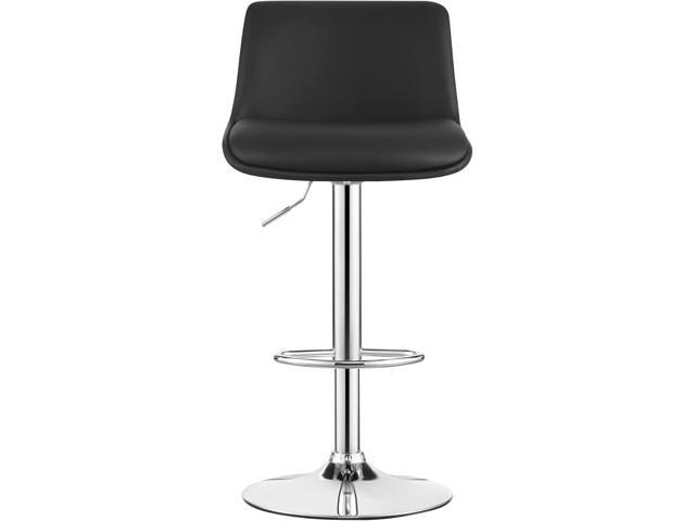 MINCETA Bar Stools,Modern Upholstered Swivel Stool with Back for Bar and Counter Height, Adjustable Height 24' to 34',Set of 2,PU in Black