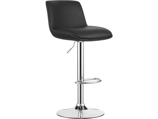 MINCETA Bar Stools,Modern Upholstered Swivel Stool with Back for Bar and Counter Height, Adjustable Height 24' to 34',Set of 2,PU in Black
