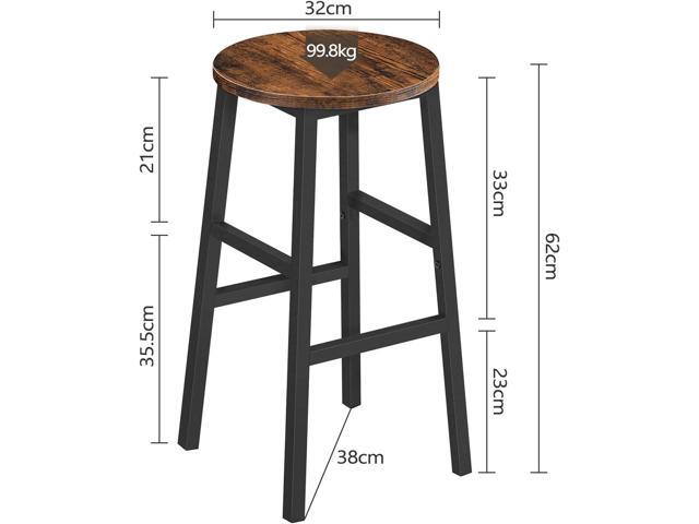 Bar Stools, Set of 2 Round Bar Chairs with Footrest, 24.4 Inch Kitchen Breakfast Bar Stools, Industrial Bar Stools, Easy Assembly, for Dining Room,...