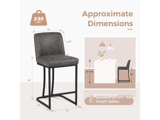 MAISON ARTS Counter Height 24 Inch Bar Stools with Back Set of 4 for Kitchen Counter Modern Upholstered Faux Leather Barstools Farmhouse Bar Chairs...
