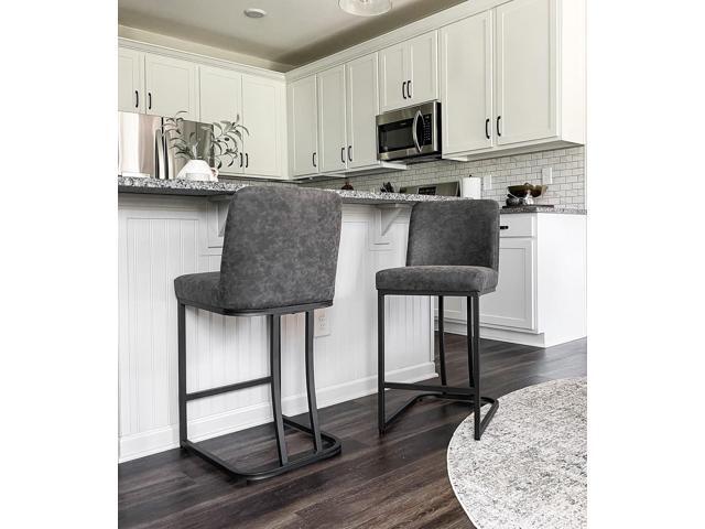MAISON ARTS Counter Height 24 Inch Bar Stools with Back Set of 4 for Kitchen Counter Modern Upholstered Faux Leather Barstools Farmhouse Bar Chairs...