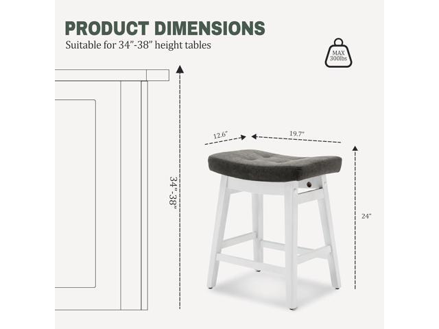 Counter Height Bar Stools Set of 4 for Kitchen Counter Farmhouse Modern Barstools with Faux Leather Upholstered Backless Seat and Solid Wood Legs...