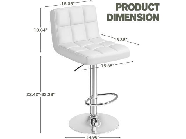 Furmax Bar Stools Modern Pu Leather Swivel Adjustable Hydraulic Bar Stool Square Counter Height Stool Set of 2 (White)
