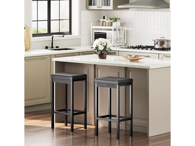HOOBRO Bar Stools, Set of 2 Bar Chairs, 24.8-Inch Height Stools, Breakfast Bar Stools, Kitchen Bar Chairs, 2' Thick Upholstery, for Kitchen, Dining...