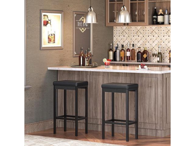 HOOBRO Bar Stools, Set of 2 Bar Chairs, 24.8-Inch Height Stools, Breakfast Bar Stools, Kitchen Bar Chairs, 2' Thick Upholstery, for Kitchen, Dining...