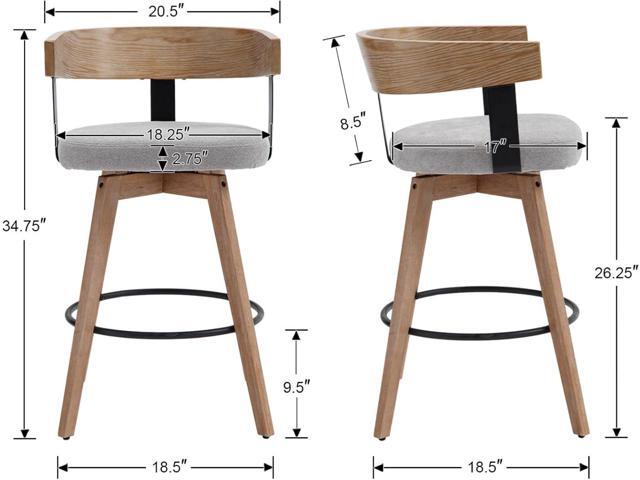 DUOMAY Swivel Bar Stools Set of 2, 26' Counter Height Bar Stool with Footrest Modern Wood Barstools with Linen Upholstered Seat Counter Stools for...