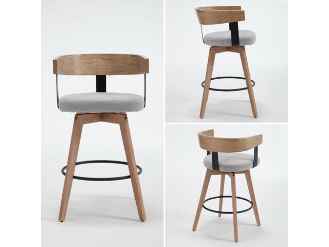 DUOMAY Swivel Bar Stools Set of 2, 26' Counter Height Bar Stool with Footrest Modern Wood Barstools with Linen Upholstered Seat Counter Stools for...