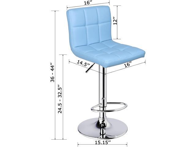Leopard Bar Stools, Modern PU Leather Adjustable Swivel Bar Stool with Back, Set of 2 (Light Blue)