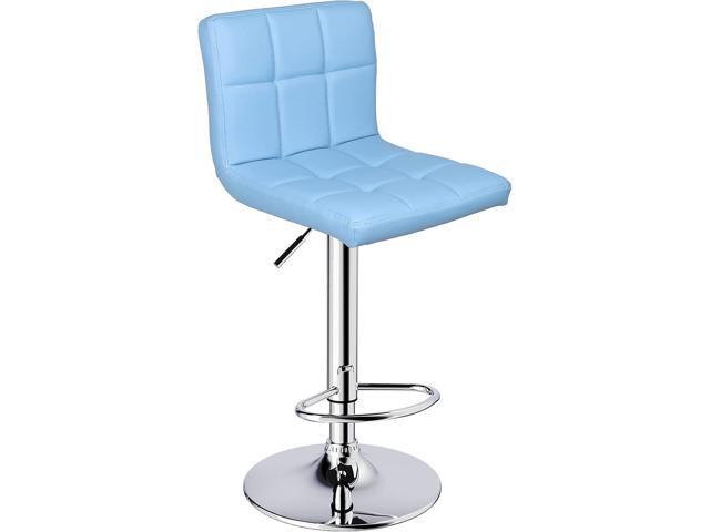 Leopard Bar Stools, Modern PU Leather Adjustable Swivel Bar Stool with Back, Set of 2 (Light Blue)