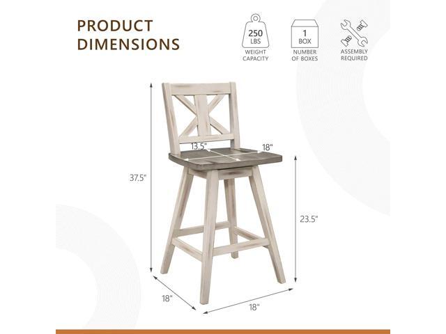 Solid Wood High Back Swivel Counter Height Bar Stools Set of 2, Kitchen Stools Counter Height, Foot Rest, X Back, Tall Wooden Armless Dining Chairs...