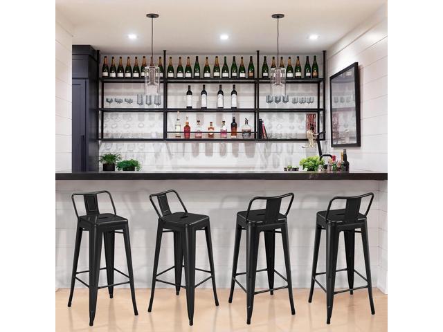 Yaheetech 30 inch Metal Bar Stools Set of 4, Counter Height Barstools Kitchen Chair Industrial Stools with Low Back for Indoor Outdoor Use, Matte...