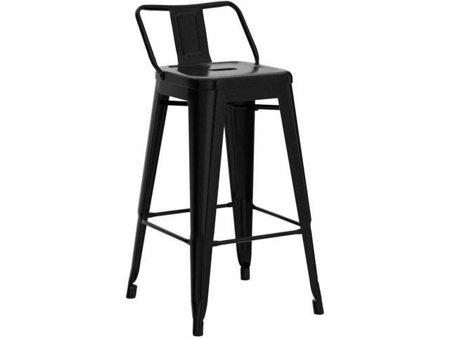 Yaheetech 30 inch Metal Bar Stools Set of 4, Counter Height Barstools Kitchen Chair Industrial Stools with Low Back for Indoor Outdoor Use, Matte...