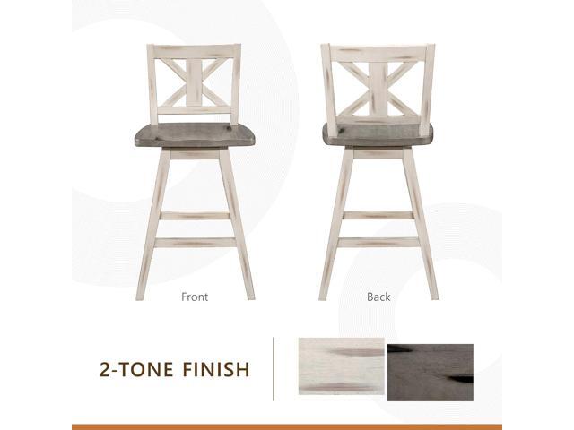 Solid Wood High Back Swivel Counter Height Bar Stools Set of 2, Kitchen Stools Counter Height, Foot Rest, X Back, Tall Wooden Armless Dining Chairs...