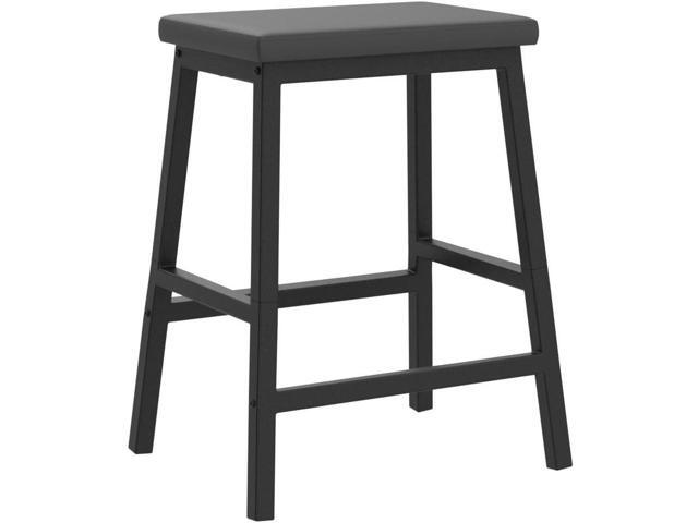 HOOBRO Bar Stools, 24' Set of 2 Bar Chairs, PU Leather Upholstered Breakfast Stools, Easy Assembly, Suitable for Kitchen, Bar, Dining Room, Black...