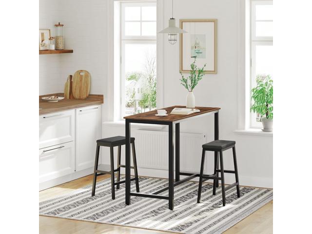 HOOBRO Bar Stools, 24' Set of 2 Bar Chairs, PU Leather Upholstered Breakfast Stools, Easy Assembly, Suitable for Kitchen, Bar, Dining Room, Black...