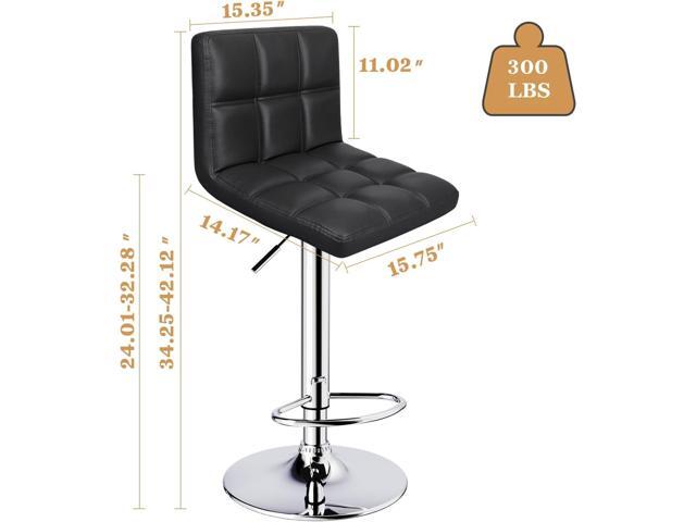 6-Squares Back with Double Needle Adjustable Bar Stools, Set of 2, Black