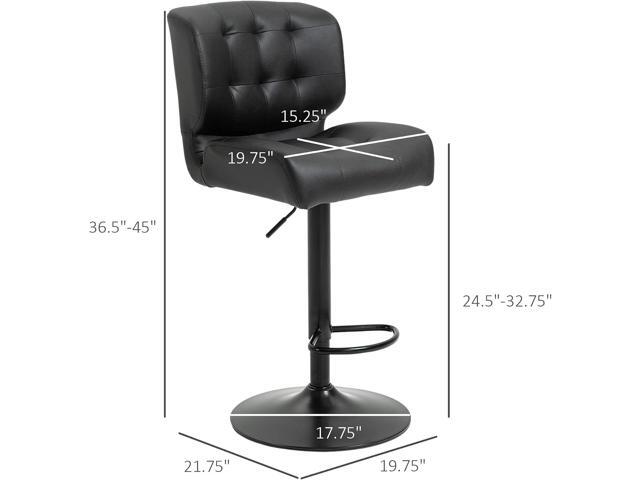 HOMCOM Bar Height Bar Stools Set of 2 with Adjustable Seat, Adjustable Swivel Barstools with Thick Padded Cushion and Metal Footrest for Home Bar,...