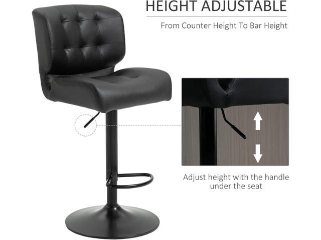 HOMCOM Bar Height Bar Stools Set of 2 with Adjustable Seat, Adjustable Swivel Barstools with Thick Padded Cushion and Metal Footrest for Home Bar,...