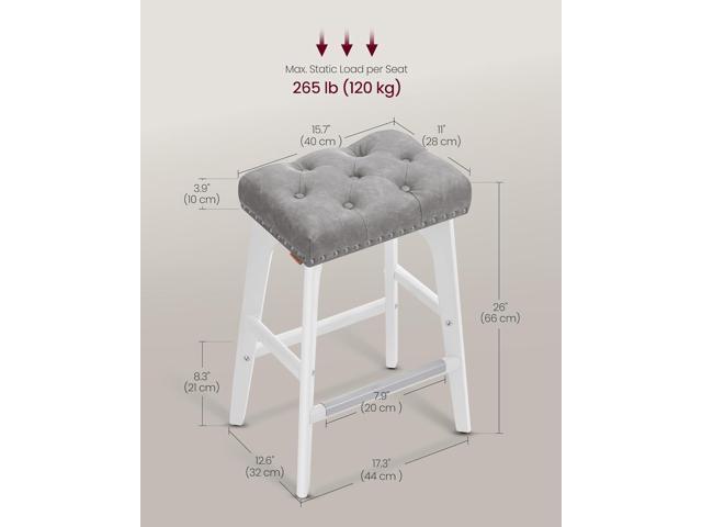 VASAGLE Bar Stools Set of 2, Saddle Counter Height Bar Stools, 26-Inch Backless Kitchen Stools with Wood Legs, PU Leather Thickened Upholstered...