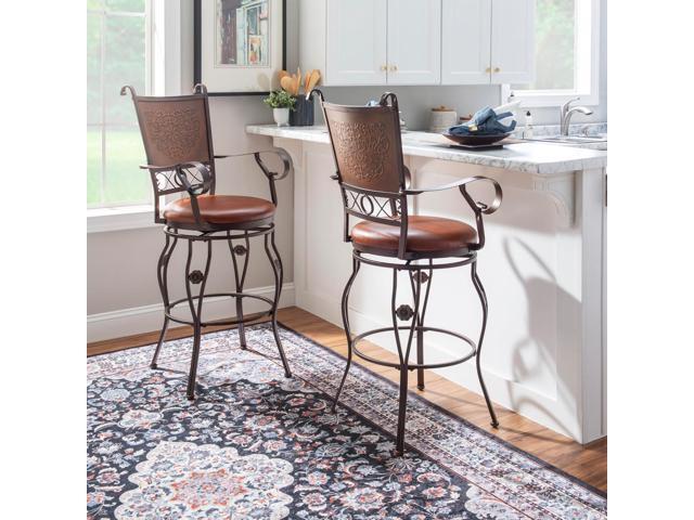 Powell Company Big and Tall Copper Stamped Back Barstool with Arms Bar Stool, Bronze
