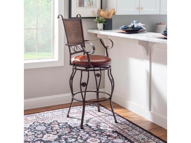 Powell Company Big and Tall Copper Stamped Back Barstool with Arms Bar Stool, Bronze