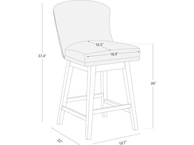 CHITA Counter Height Swivel Barstools, FSC Certified Upholstered Performance Fabric Bar Stools Set of 2, 26' Seat Height, Tan