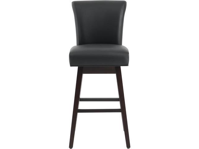 CHITA 30 Inch Counter Height Swivel Bar Stools Set of 2, FSC Certified Modern Upholstered Faux Leather Swivel Barstool Chairs with Back, Black