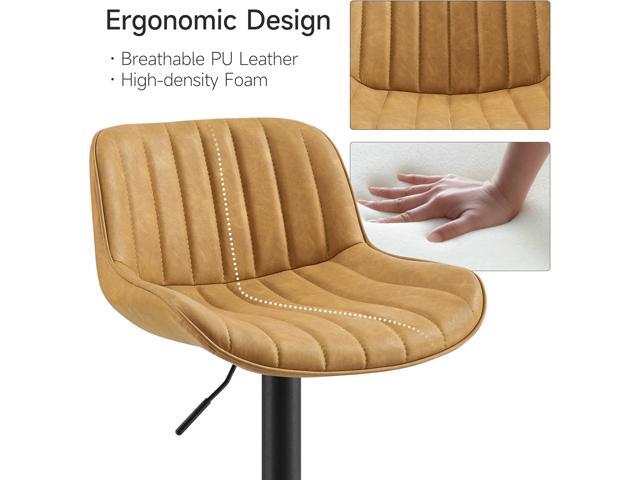 Volans Bar Stools Set of 2, Mid Century Modern Counter Stools Faux Leather Swivel Adjustable Height, Barstools Bar Height Set of 2 Chair with Back,...