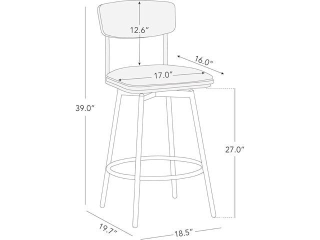 CHITA Swivel Counter Height Bar Stools, Fabric Upholstered Barstools Set of 2, 27' Seat Height, Metal & Wood Frame, Cream