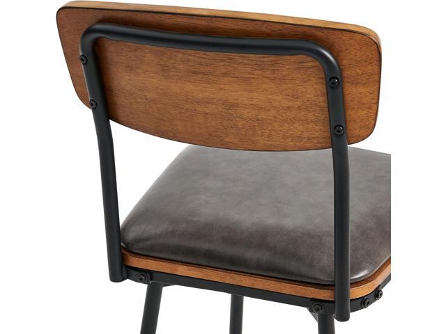 CHITA Swivel Counter Height Bar Stools with Back, Faux Leather Upholstered Barstools Set of 2, 27' Seat Height, Metal & Wood Frame, Dark Grey