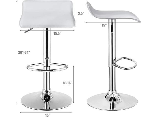 COSTWAY Bar Stools Set of 2, Modern Swivel Contemporary barstools with Adjustable Height, Footrests, Chrome Hydraulic PU Leather Backless Bar...