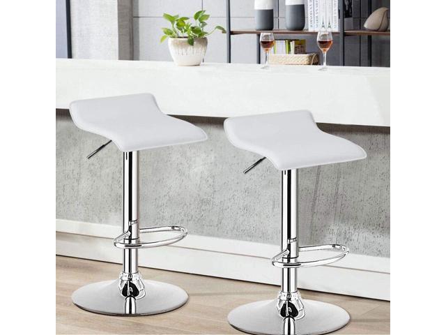COSTWAY Bar Stools Set of 2, Modern Swivel Contemporary barstools with Adjustable Height, Footrests, Chrome Hydraulic PU Leather Backless Bar...