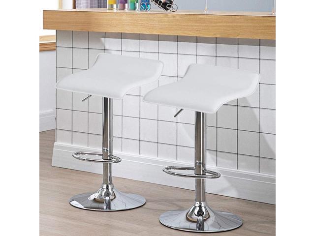 COSTWAY Bar Stools Set of 2, Modern Swivel Contemporary barstools with Adjustable Height, Footrests, Chrome Hydraulic PU Leather Backless Bar...
