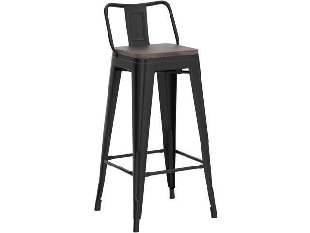 Yaheetech 30' Metal Barstools Set of 4 Bar Height Bar Stools with Wooden Top Low Back Industrial Bar Stools Metal Stool for Indoor-Outdoor Counter...