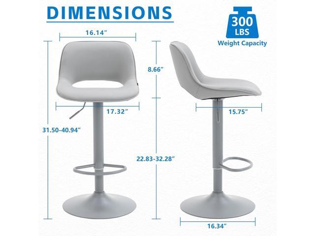 YOUNIKE Bar Stools Set of 2 All Grey Swivel Barstools, Adjustable Counter Height Bar Stools Faux Leather Upholstered Counter Stools with Hollow...