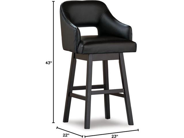Signature Design by Ashley 31' Tallenger Modern Pub Height Upholstered Swivel Barstool 2 Count, Black & Dark Brown