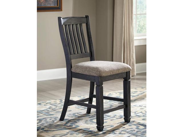 Signature Design by Ashley Tyler Creek Farmhouse 24.38' Counter Height Upholstered Barstool, Set of 2, Almost Black