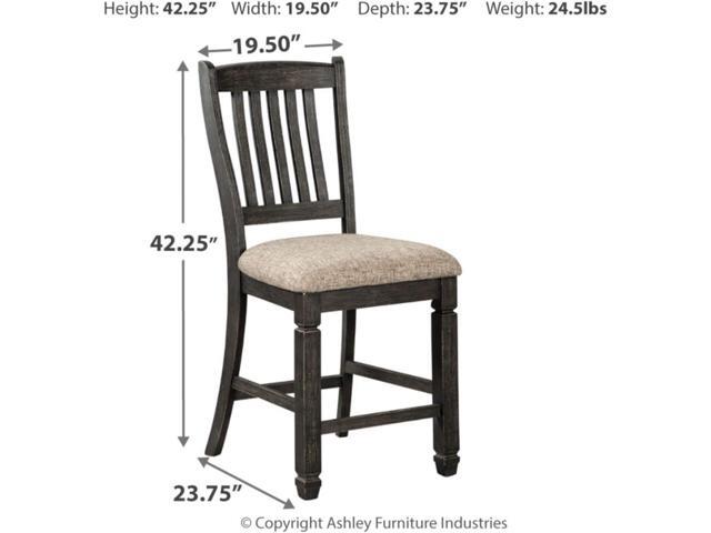Signature Design by Ashley Tyler Creek Farmhouse 24.38' Counter Height Upholstered Barstool, Set of 2, Almost Black