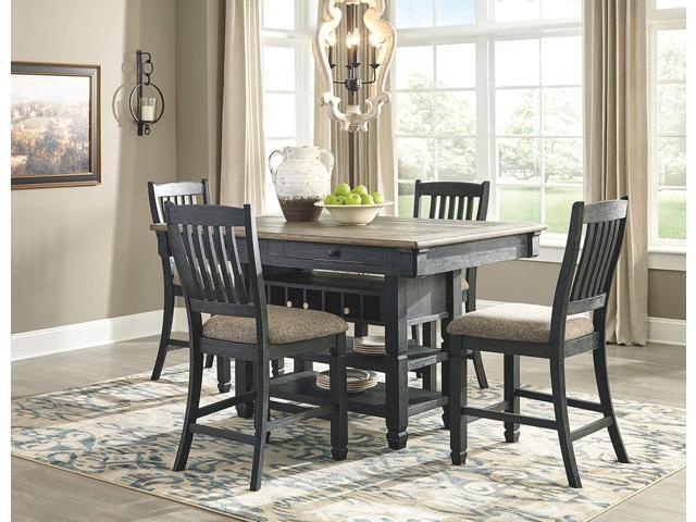 Signature Design by Ashley Tyler Creek Farmhouse 24.38' Counter Height Upholstered Barstool, Set of 2, Almost Black