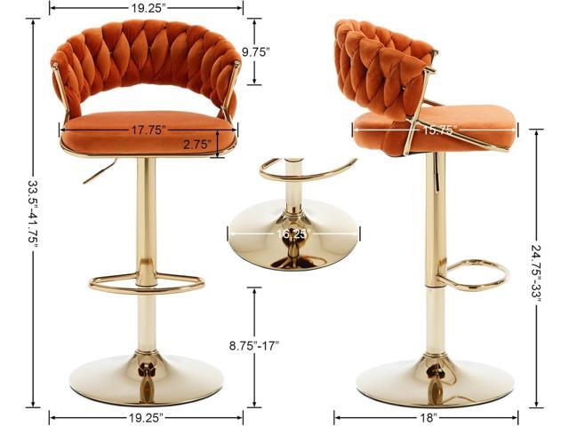 DUOMAY Woven Swivel Bar Stools Set of 2 - Modern Height Adjustable Bar Stools with Woven Backrest and Chrome Base - Velvet Kitchen Island Stoos...
