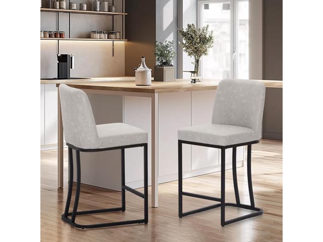 MAISON ARTS Counter Height Bar Stools with Back Set of 4 for Kitchen Counter, 24 Inch Modern Upholstered Faux Leather Barstools Farmhouse Bar...